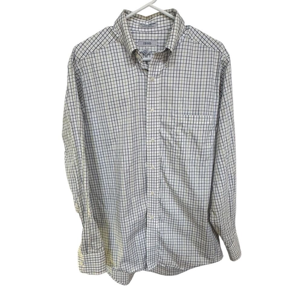Izod Mens L 16 Easy Care Button Up Long Sleeve 80's 2 Ply Pinpoint‎ 34/35 Career